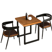 Table à manger rectangulaire convertible avec plateau en bois naturel et pieds en métal en forme de U double, style moderne pour hôtel, salon, bureau à domicile