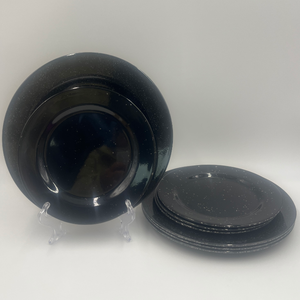 Assiette en mélamine noire effet <span class=keywords><strong>granit</strong></span> moderne de 10 pouces avec des taches blanches pour la cuisine et le service alimentaire - Product Image 4