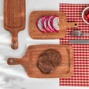 Plateau de service en bois de style japonais avec poignée, couleur bois naturel, pour fruits, pain, pizza, usage domestique - Product Image 2
