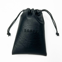 SoSew deboss logo cordon en cuir pu pochette de parfum cosmétique sac en cuir noir durable pour écouteur de bijoux