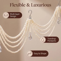 Guirlande de perles en gros, fausse guirlande de perles crème avec pendentif goutte de cristal pour événements, fêtes, décoration intérieure à suspendre