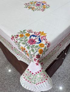 Nueva cubierta de mantel de algodón 100% con estampado de bloque de mano de aspecto Treditonal, cubierta de mesa de tamaño personalizado, cubiertas de decoración de boda para hotel en casa - Product Image 1