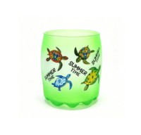 Verre à shot personnalisable en forme de baril, givré, avec base ondulée, motif animalier peint par pulvérisation et décalcomanie, souvenir