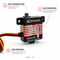 Servo Digital Sin Núcleo XQ-POWER XQ-S2230F, 32kg.cm, 0.09s, Ultra Rápido, 25T Spline, Programable por USB, 8.4V, para Helicóptero RC y Robot