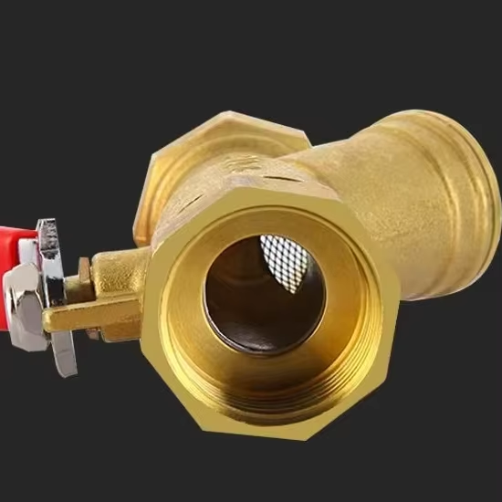 OEM Customizable Brass Butterfly Valve Built-in Y-Type Strainer High Temperature Resistant EPDM Sealing 500 PSI Water Oil Gas