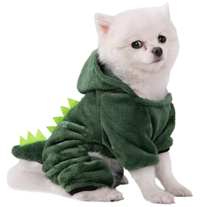Kangdarpet Dinosaur Cartoon Design Pet Costume <b>Coat</b> Coral Velvet Autumn <b>Winter</b> Warmth Four Legs Small Medium <b>Dog</b> Cat Supplies - Product Image 1