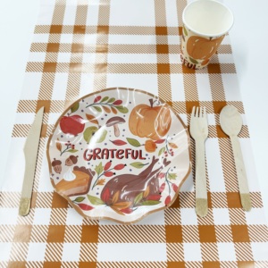 DAMAI Fall Table Runner <b>Paper</b> Table Decor For Thanksgiving Farmhouse Home <b>Kitchen</b> Dining Party Decor - Product Image 1