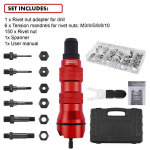 Khí nén đinh tán Nut khoan Adapter/chuyển đổi Kit 1/4 "Hex Shank + đinh tán Nut M3-M10 - Product Image 2