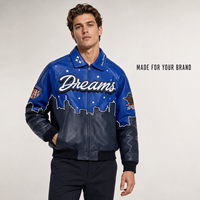 Veste en cuir brodée sur mesure pour hommes, style streetwear, blouson bomber, marque privée, conception OEM, fournisseur de vestes en cuir véritable