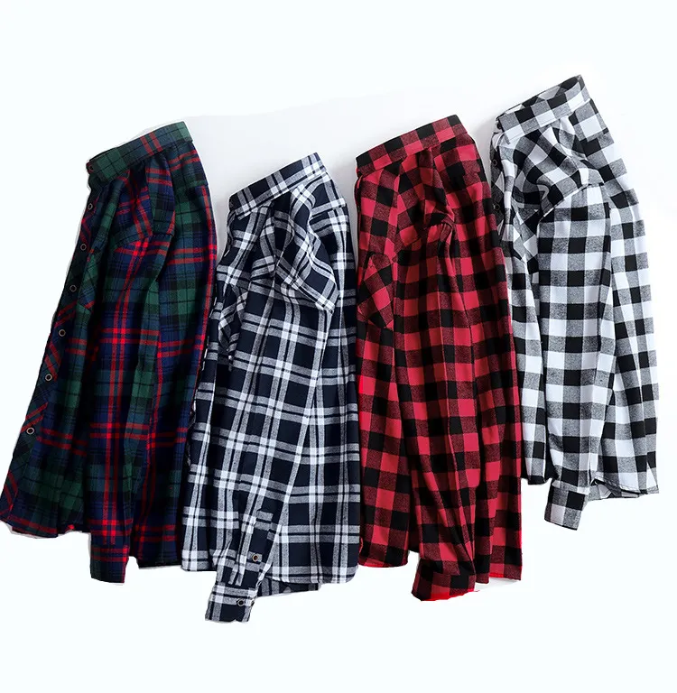 2021 Plus Size S to 5XL New Long Sleeve Plaid Flannel Shirts For Men Shirts Men's Casual Shirt Drop Shipping Wholesale