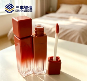 Reddish Brown Empty Square Gradient Transparent <b>Lip</b> Oil Tube for Cosmetic Packaging - Product Image 4