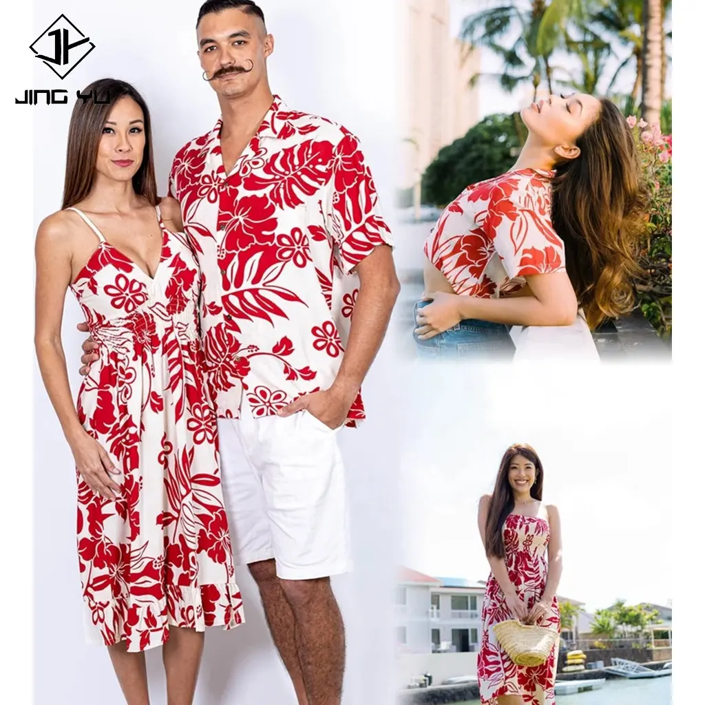 Abbinamento personalizzato per famiglie realizzato in Hawaii Super Soft Resort indossa camicia hawaiana vestito per bambini all'ingrosso