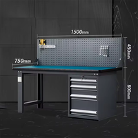 Armoire à outils d'atelier industrielle avec tiroirs, armoire de rangement pour garage et atelier, table de travail en acier