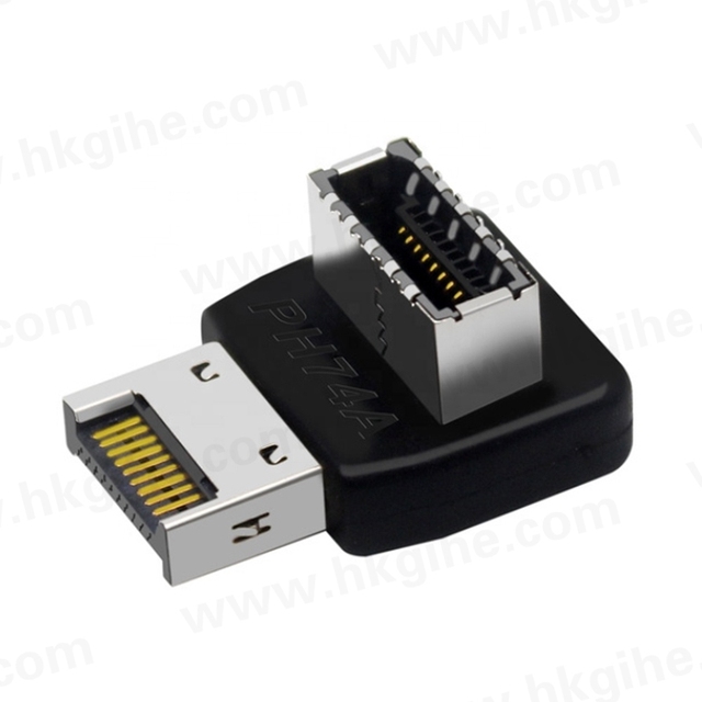 hot sell USB connector USB3.0 19P/20P to TYPE-E 90 degree converter adapter case front TYPE C socket computer motherboard