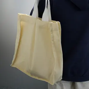 KAISEN Customized Logo Printed Cotton Shoulder Tote Bag Custom Small Square Big Natural Canvas Shopping Bags