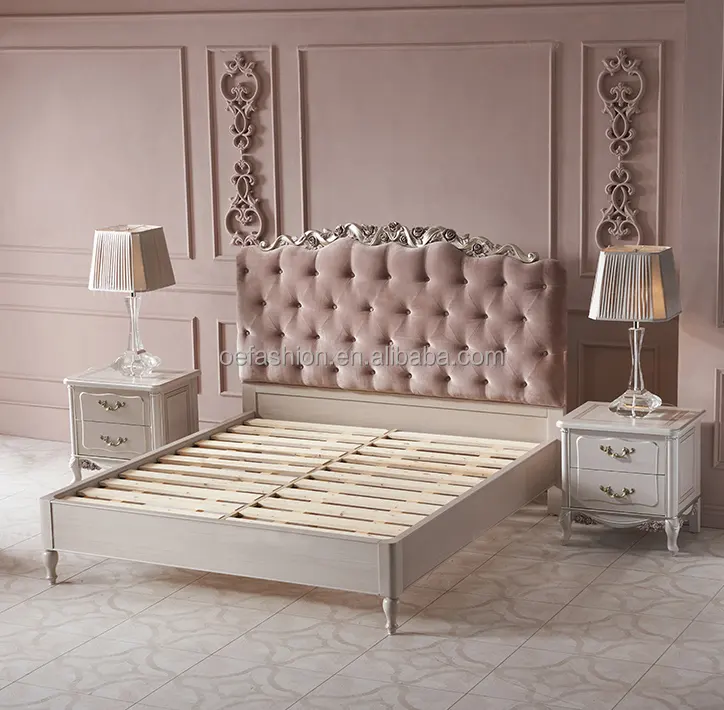 OE-FASHION Palácio Mobiliário francês villa estilo europeu quarto camas de madeira maciça rattan quadro cama king size