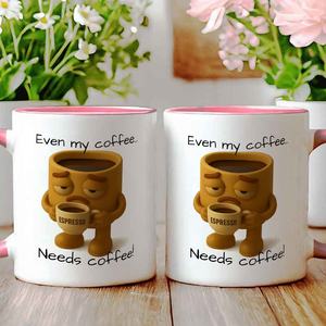 Tazza da caffè in ceramica di marca Diytree 11 Oz "anche il mio caffè ha bisogno di caffè" citazione divertente per un regalo da ufficio a casa - Product Image 6