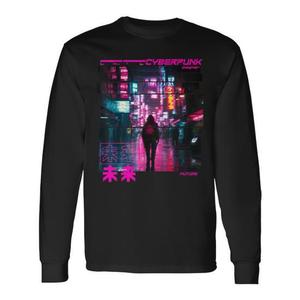 T-Shirt Unisex a Maniche Lunghe con Stampa Digitale, Stile Retrò Giapponese Cyberpunk Vaporwave Harajuku - Product Image 1