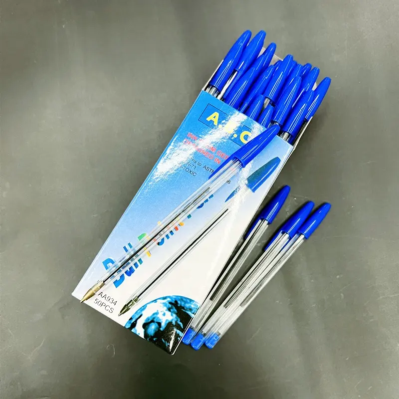 Fabriek Levering 1.0Mm Balpen Gemakkelijk Te Schrijven Plastic Pen Student Briefpapier Voor School 3 Kleuren