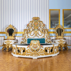 Nội thất phòng ngủ cổ điển phong cách Baroque, giường tròn cỡ King/Queen sang trọng, giường gỗ chạm khắc tinh xảo - Product Image 2