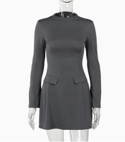 Printemps été nouvelle Mini robe pour femmes Sexy à manches longues col rond mince a-ligne élégante robe fête discothèque vêtements femmes