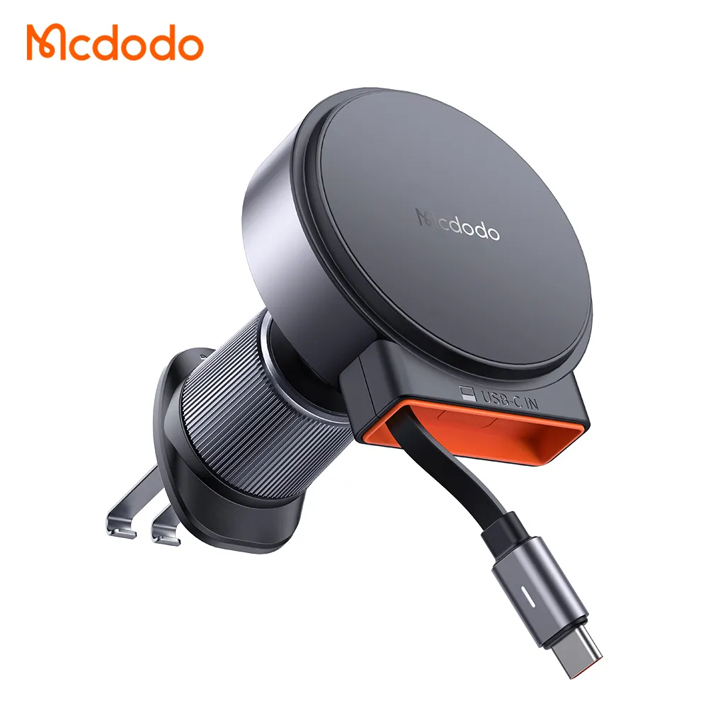 Mcdodo 300 15W chargeur de voiture rapide sans fil pince pour bouche d'aération câble rétractable mise à niveau adaptateur d'alimentation magnétique 15W pour iPhone