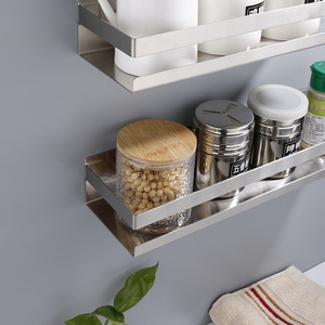 Portaspezie da Parete in Acciaio Inox Senza Foratura, Organizzatore Adesivo per Condimenti, Mensola per Cucina e Bagno - Product Image 2