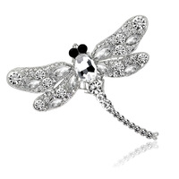 Broche libellule unisexe grande taille vente en gros de strass pour décoration de cadeau de fête de mariage pour vêtements broches de mode