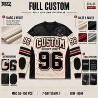 Fabricant de vêtements streetwear personnalisés, Maillot de football en satin 260 GSM, Applique en chenille couleur os, Broderie de blason gothique, Coudes matelassés, OEM ODM