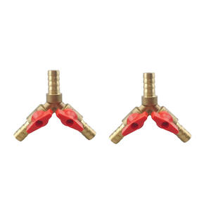 Robinet à poignée papillon en laiton sur mesure - Double raccord à barbillon à paroi épaisse pour pneumatique - Product Image 1