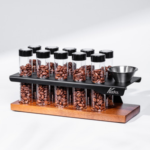 Support de rangement pour grains de café Kafei Shi, 10 bouteilles en verre hermétiques avec système de distribution, pour la maison ou la présentation en café - Product Image 1