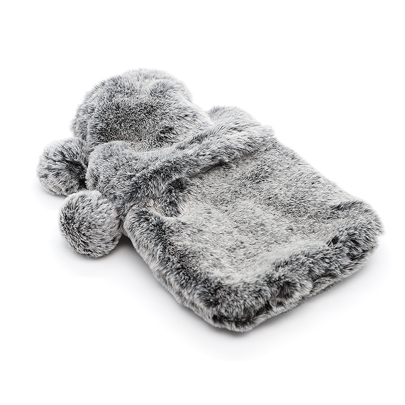 hot water bag gift set soft knitted socks and rubber hot water bottle with faux fur cover custom