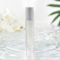 Flacon à bille en verre ambré bleu clair givré de 10 ml, étanche, pour huiles essentielles et parfums