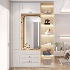 SANTOPOVA Customizable Modern Swing Door Wardrobe with Hanging Rod Drawer <b>Storage</b> for <b>Bedroom</b> <b>Furniture</b> in Home or Apartment - Product Image 3