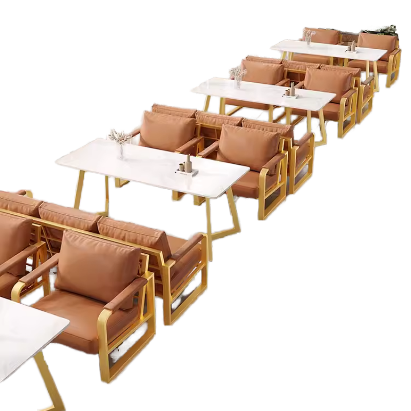 Commercial Light Luxury Metal Chair and Sofa Set for Coffee Bar Restaurant Leisure Reception Tea House Milk Tea Shop