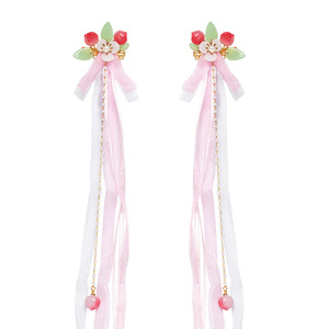 Tocado Hanfu para niñas, estilo princesa, belleza de hada antigua, linda horquilla con forma de melocotón, horquilla con borlas estilo chino - Product Image 5