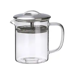 13.5 fl-oz 400 ml 600ml Simple Brew Loose Leaf Tea Pitcher Glass Teapot With Stainless steel filter lid