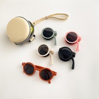 Nouvelles Lunettes de Soleil Enfants Luxe Silencieux 2026, Monture Ronde en PC, Verres TAC UV400 Pliables, Couleurs Morandi Anti-UV, Logo Personnalisé, Fabrication OEM