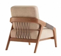 Fauteuil en bois de luxe léger de style italien moderne chaise de loisirs avec tissu pour salle à manger hôtel chambre salon bureau utilisation