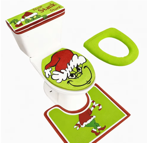 Nuevo Juego de Cuatro Piezas de Cojín para Asiento de Inodoro Elonna Grinch, Decoración Navideña - Product Image 1