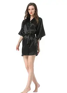 Custom Logo New Silk Kimono Robe Bathrobe Women Silk Bridesmaid Robes Sexy Navy Blue Robes Satin Ladies Dressing Gowns