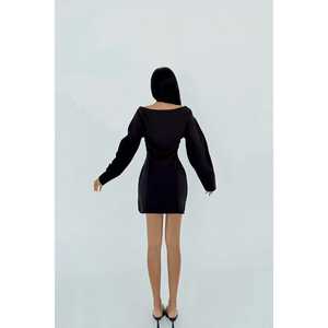 Black Long <b>A</b>-<b>Line</b> <b>Dress</b> Elegant Floral <b>Pattern</b> Square Collar Pocket Detail Luxurious Office Lady Style for Day Club Party XS 6XL - Product Image 1