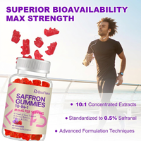 Gummies au Safran 10-en-1 Soutien du Sommeil et de l'Humeur Complément Alimentaire Ashwagandha L-Théanine Rhodiola Saveur Framboise 60 Unités Sans Sucre Pour Adultes