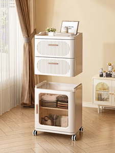 8027-1 Household <strong>Storage</strong> Cart 1 <strong>Draw</strong> +1 Cabinet Plastic Drawer <strong>Storage</strong> Cabinets for Clothes - Product Image 3