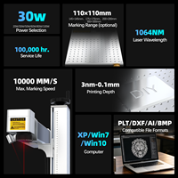 Marcadora Láser de Fibra de Escritorio Pequeña, de Alta Velocidad, con Tecnología Galvo, 20W 30W, Portátil, para Grabado de Logotipos en Piezas Metálicas