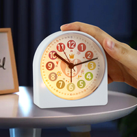 Jam Meja Anak-anak Kustom Jam Meja Belajar Analog Plastik Jam Alarm Hadiah Kartun Dial Warna-warni Jam Meja Belajar Anak