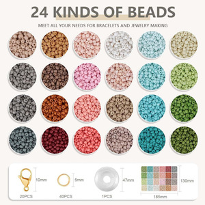 24 Color 3mm Glass Seed Beads Round Loose Beads For Bracelet Making DIY Jewelry Set <b>Accessories</b> - Product Image 2