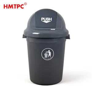 Cubo de basura de reciclaje redondo de plástico de 110L, con tapa de empuje, a la venta