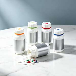 100ml 150ml <b>200ml</b> 250ml leaf-Patten HDPE Capsule <b>Bottle</b> Healthcare Pill <b>Bottle</b> Vitamin Packaging With Double Layer Screw Cap - Product Image 5