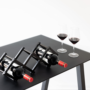 Modern Small Black Bamboo Wine <b>Rack</b> Wine Stand with Foldable Design for Organizing and Storing <b>Bottles</b> - Product Image 1